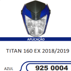 Carenagem Farol Completa Compatível Titan-160 EX 2018/2020 (Azul) Sportive